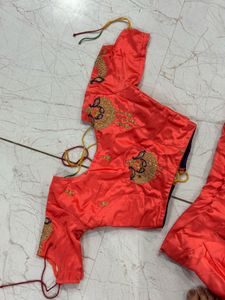 Orange Embroidered Lehenga Choli Set