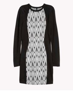 Black &amp; White Printed Bodycon Dress