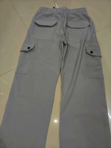 Gray Wide leg Cargo Pants