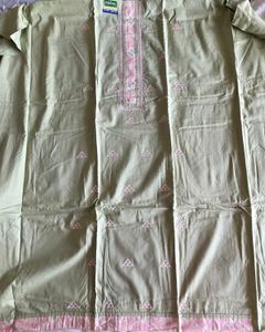 Elegant Green material with Pink Embroidery