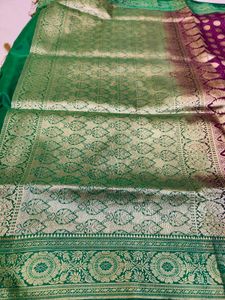 Purple &amp; Green Banarasi Silk Saree With Zari