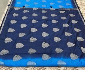 New Vibrant Blue 🦋Silk Saree with Silver Motifs