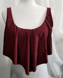 Burgundy Ruffle Tankini Top