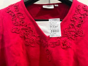 Charming Red V-Neck Sweater
