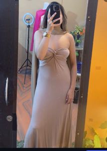 Elegant Strapless Ruched Maxi Dress