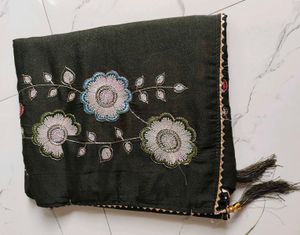 Embroidered Dark Green Saree