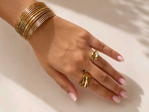 Chic Gold Bangle & Ring Set