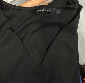 Chic Black Wrap Top