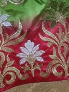 Vibrant Embroidered Silk Saree