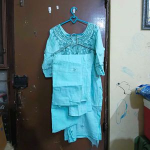 Beautiful sea green Kurta Set with Embroidery