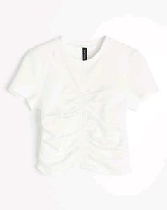 H&M Chic White Ruched T-Shirt   LR-40