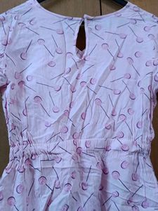 Pink Printed Casual Dress