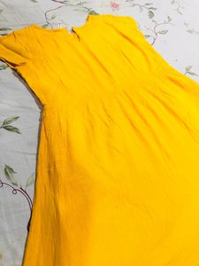 Yellow Dress With Floral Neck