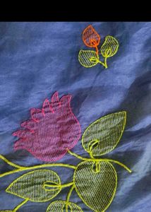 Embroidered Blue Silk Saree