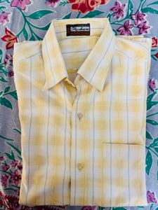 Men's Yellow Plaid Casual Shirt