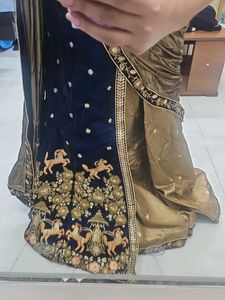 Party wear navy Blue lehenga saree