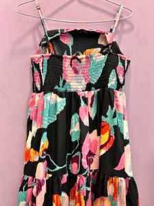 Black Floral Tiered Maxi Dress