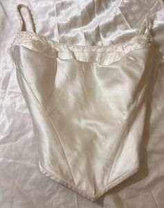 Elegant White Satin Corset Top