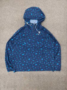 Men's Blue Printed Anorak Hoodie