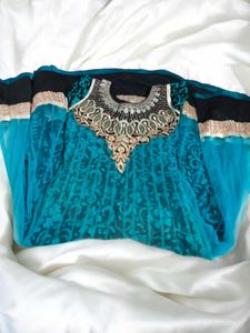 Stunning Teal Ethnic Gown with 2 inch margin
