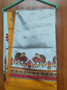 Elegant Light Blue Saree with Yellow Border