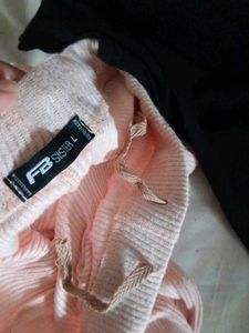Comfortable Pink Wide-Leg Pants with black crop to