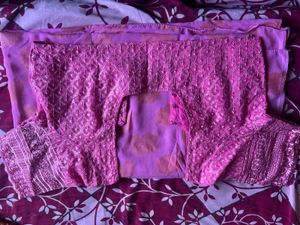 pink saree and blouse