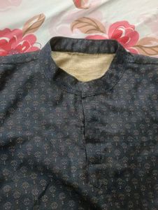 Front slit Grey Printed Kurta