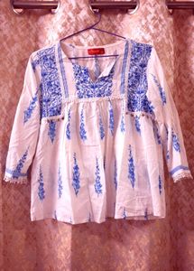 Blue and white boho kurta