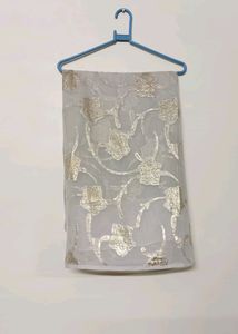 Grey Saree With Golden Zari Work