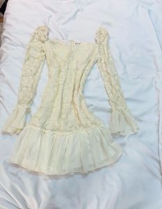Milkmaid Lace Mini Dress with Long Sleeves