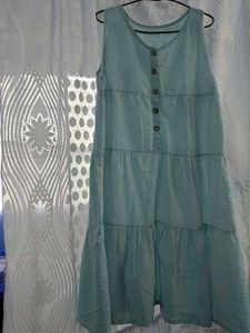 Light Blue Tiered Button-Up Dress