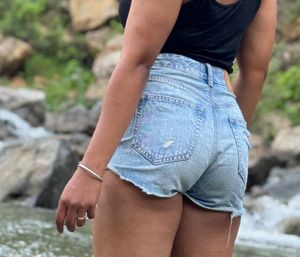 Distressed Denim Cut-Off Shorts