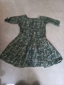 Green Floral Print Kurta Dress