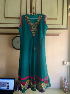 Teal Embroidered Kurti