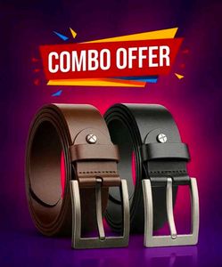 Pack of 2 PU leather belts