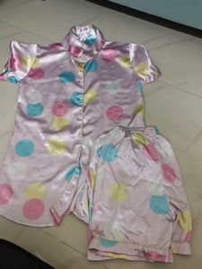Cute Polka Dot Satin Pajama Set