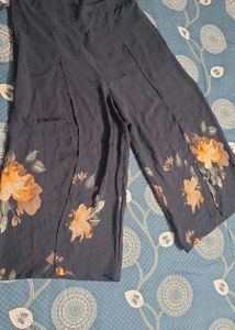 Black Palazzo Pants with Floral Print