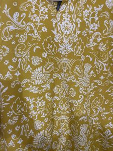 Yellow Kurta with White Print