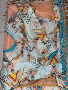 Peach Saree with Trendy Border