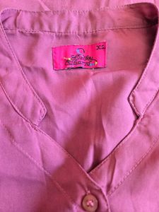 Stylish Pink Cotton Kurti Top