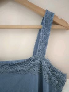 Beautiful Blue Lace Trim Tank Top