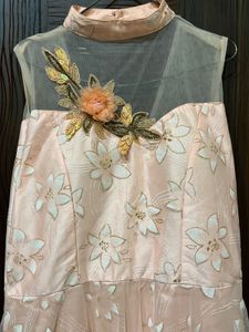 Floral Applique Tulle Maxi Dress