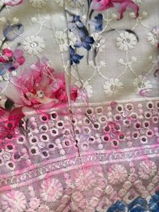 Floral Chikankari Puff-Sleeve Cotton Top