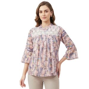 Stylish Printed Kurti with Lace Detail