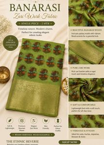 💚Banarasi Zari Fabric with Woven Motifs