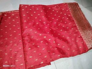 Red Silk Saree with Gold Detail