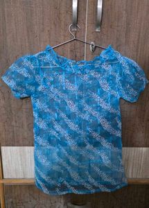 Blue Sheer tissue Top Blouse