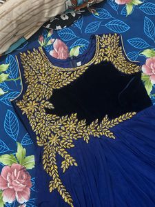 Royal Blue Embroidered Gown