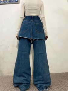 Denim Jeans with Skirt Overlay